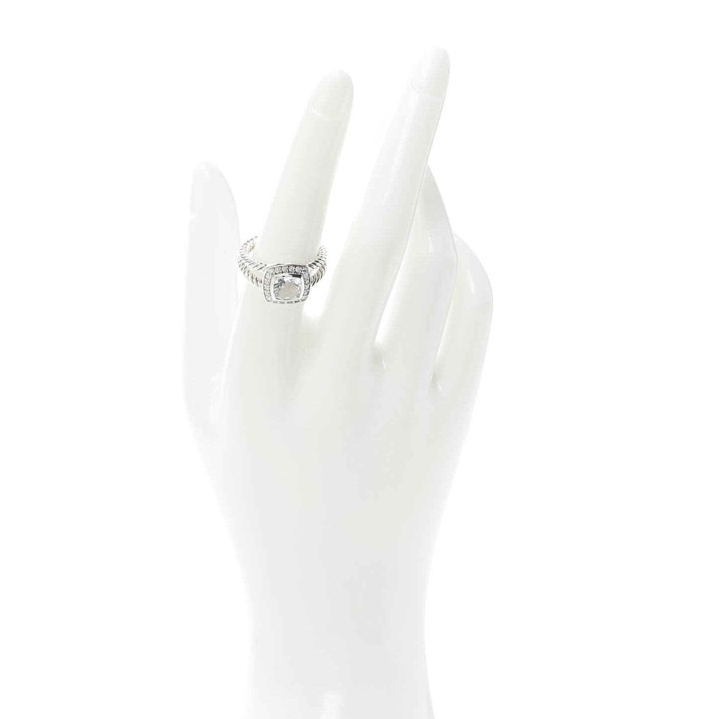 Sterling Silver Diamond White Topaz 7mm Petite Albion Ring 54 7