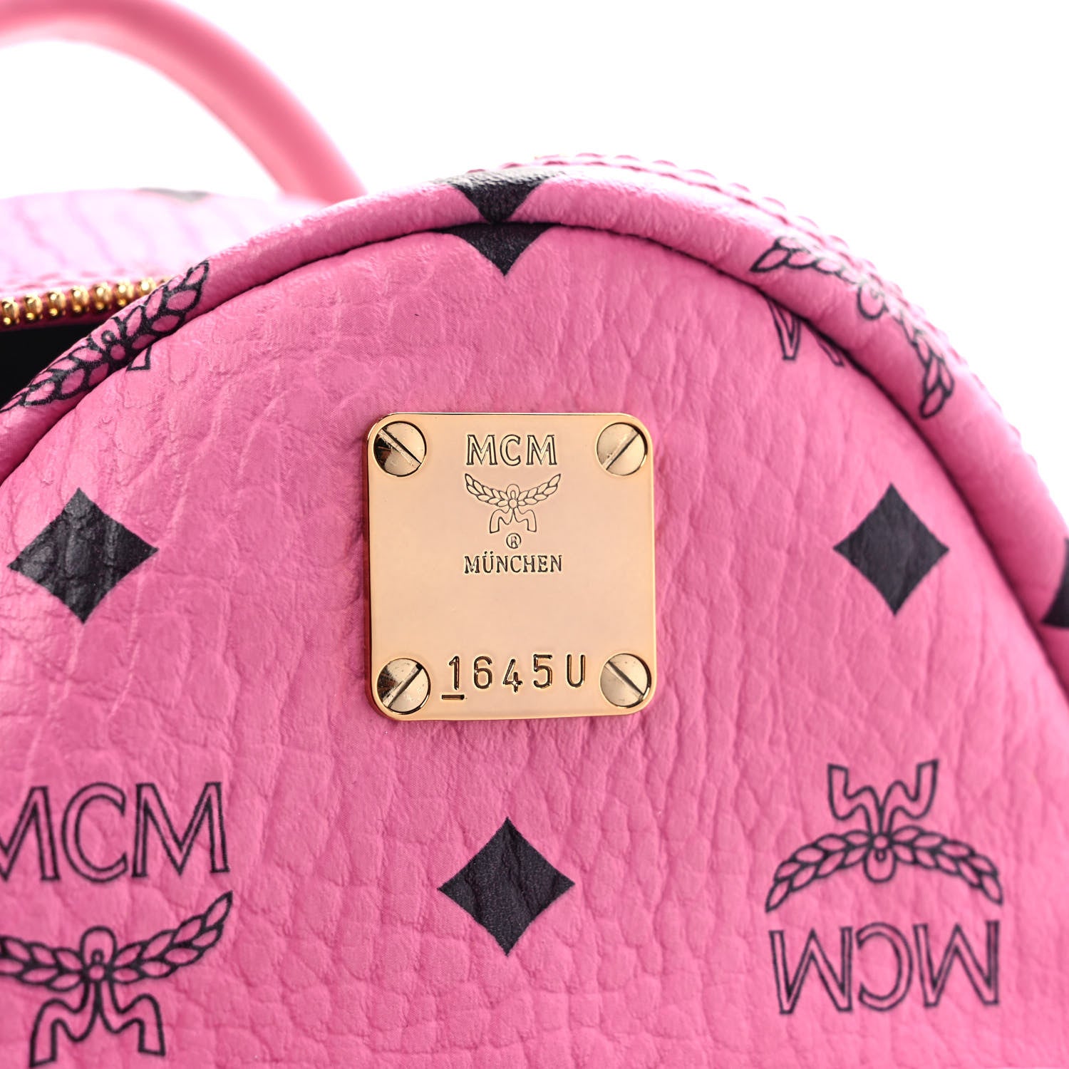 MCM Visetos Side Stud X-Mini Stark Bebe Boo Backpack Pink 7 of 11