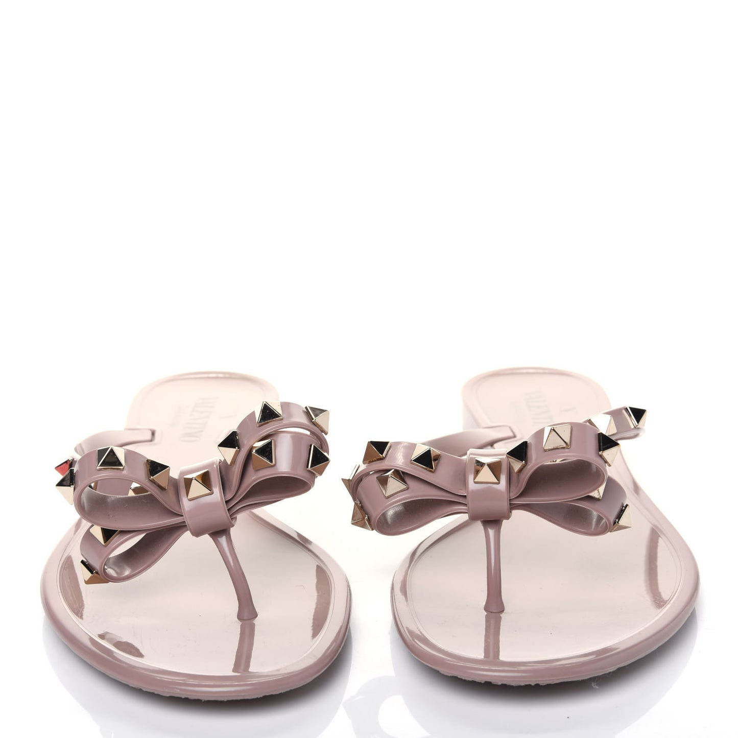 PVC Jelly Rockstud Bow Thong Sandals 40 Poudre