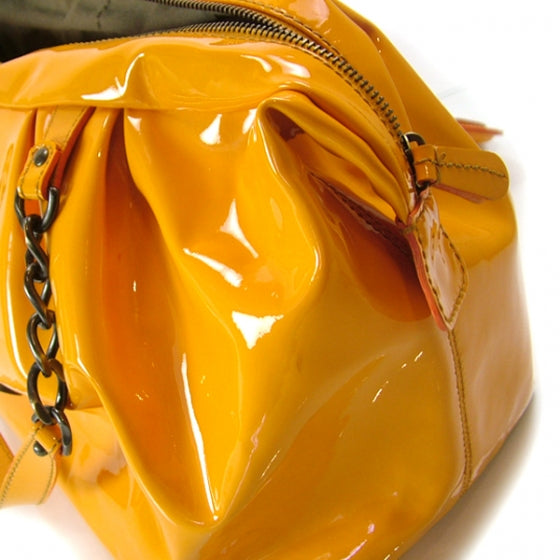 Fendi Patent B Bag Bowler Tote Yellow 12 of 12