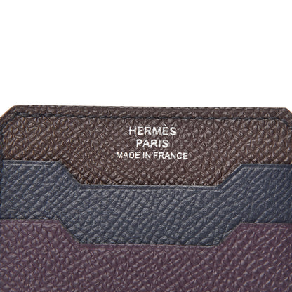 Hermes Epsom City 3CC Card Holder Raisin Chocolate Indigo 6 of 8