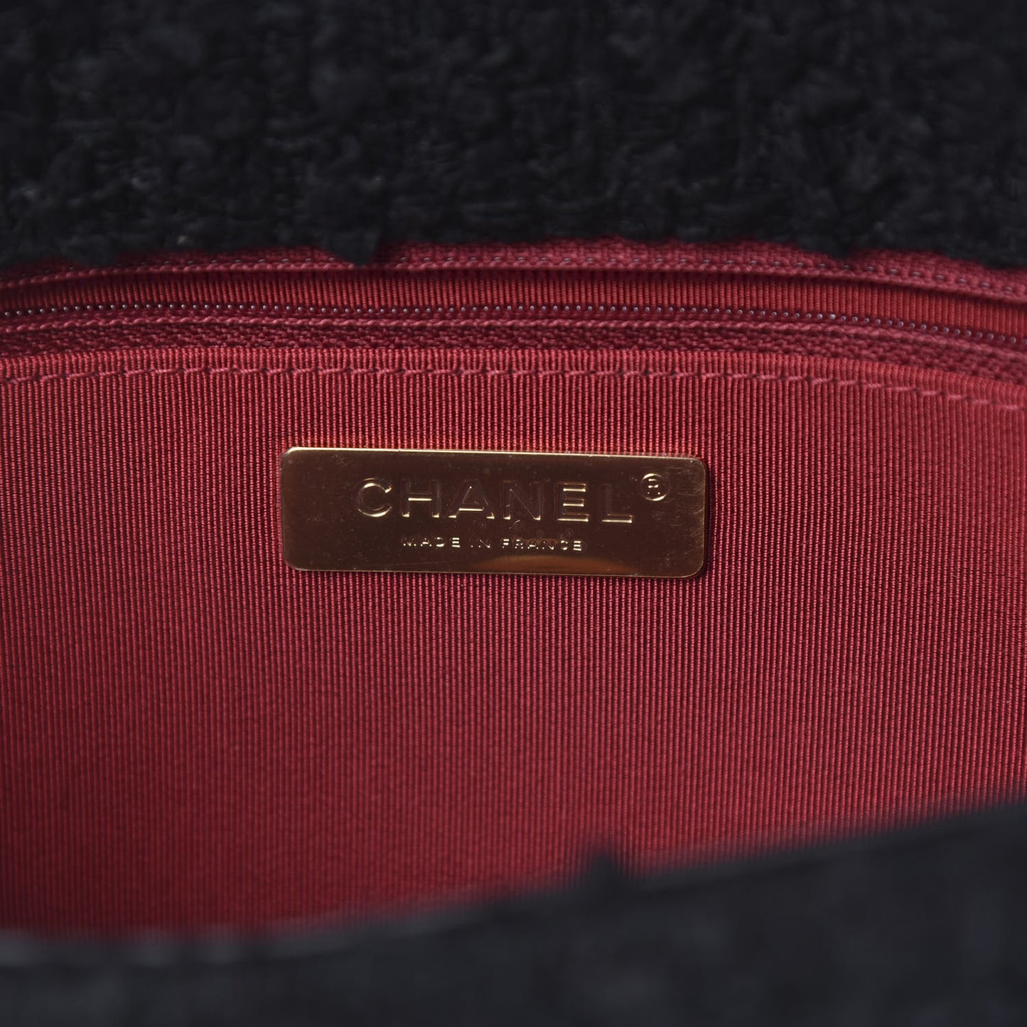 Tweed Quilted Medium Chanel 19 Flap Black