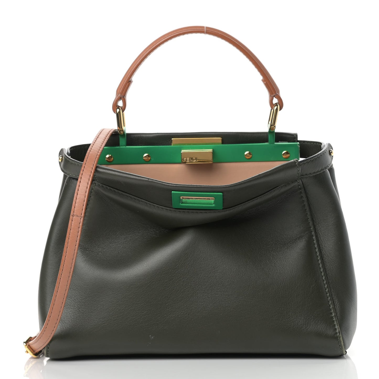 Nappa Colorblock Mini Peekaboo Iconic Satchel Oliva Vacchetta Powder Pink