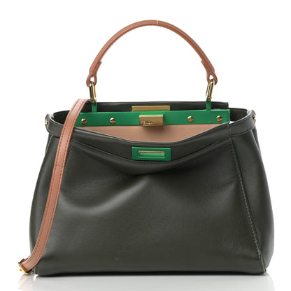 Fendi Nappa Colorblock Mini Peekaboo Iconic Satchel Oliva Vacchetta Powder Pink 3 of 14