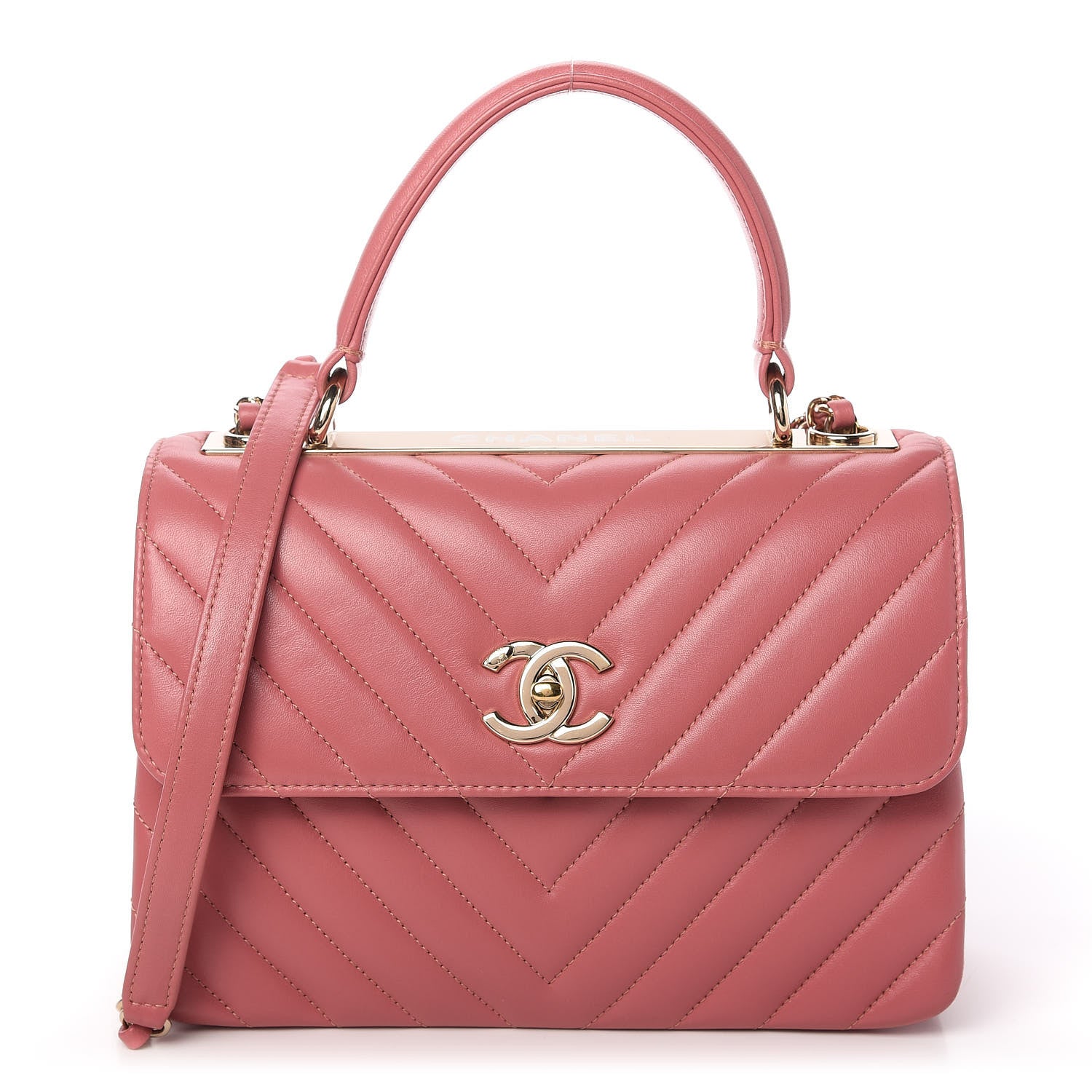 Chanel Lambskin Chevron Quilted Small Trendy CC Dual Handle Flap Bag Light Pink 1 of 15