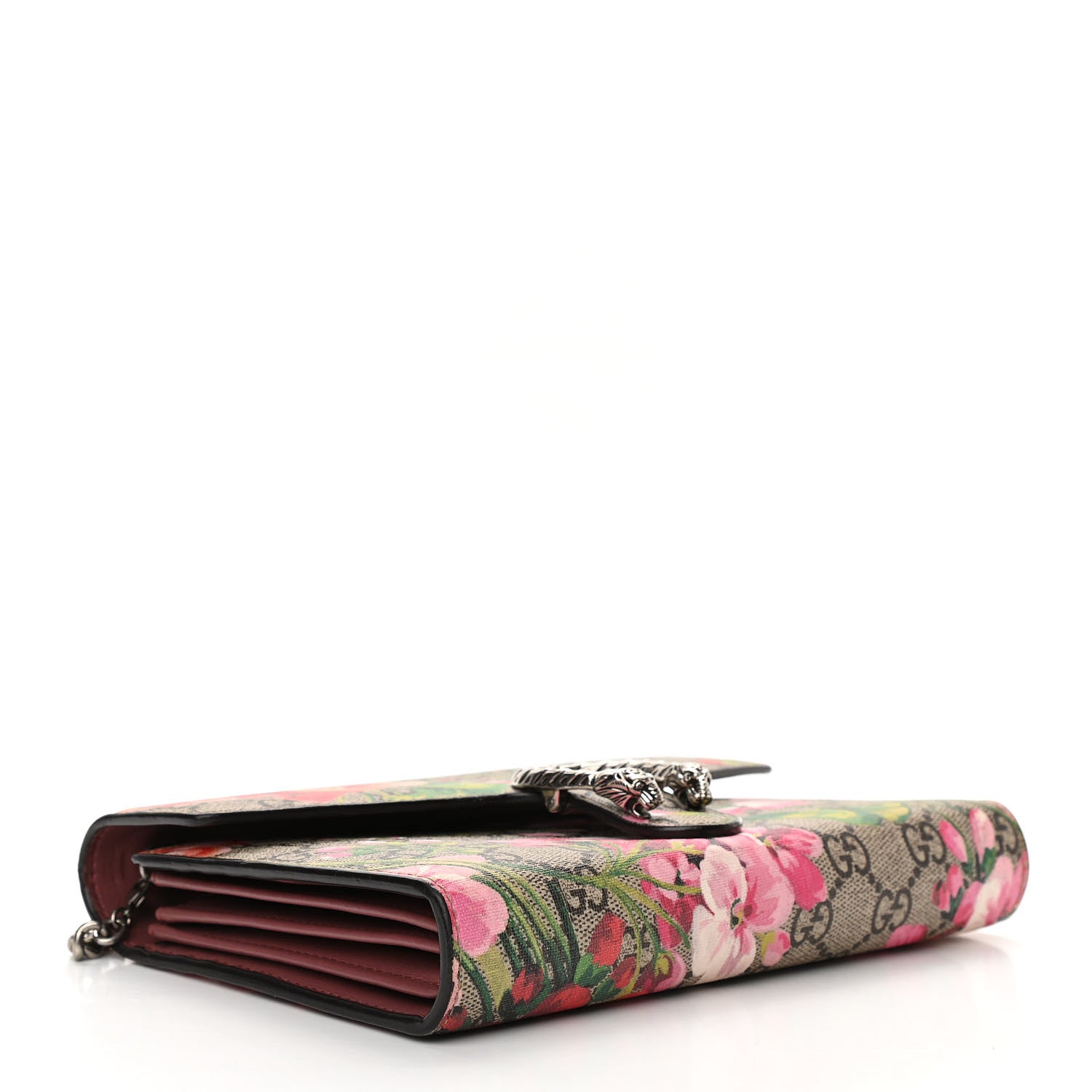 Gucci GG Supreme Monogram Blooms Mini Dionysus Chain Wallet Beige Multicolor Dry Rose 4 of 10