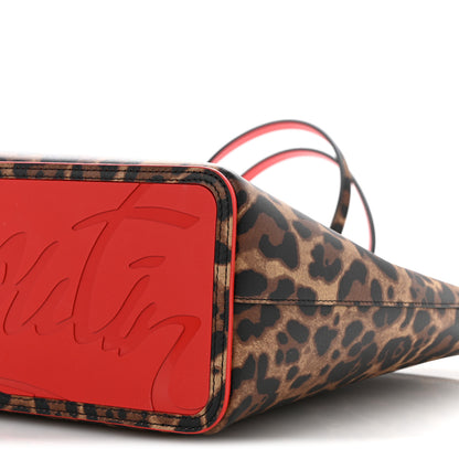 Christian Louboutin Calfskin Leopard Print Spikes East West Cabata Tote Brown 11 of 11