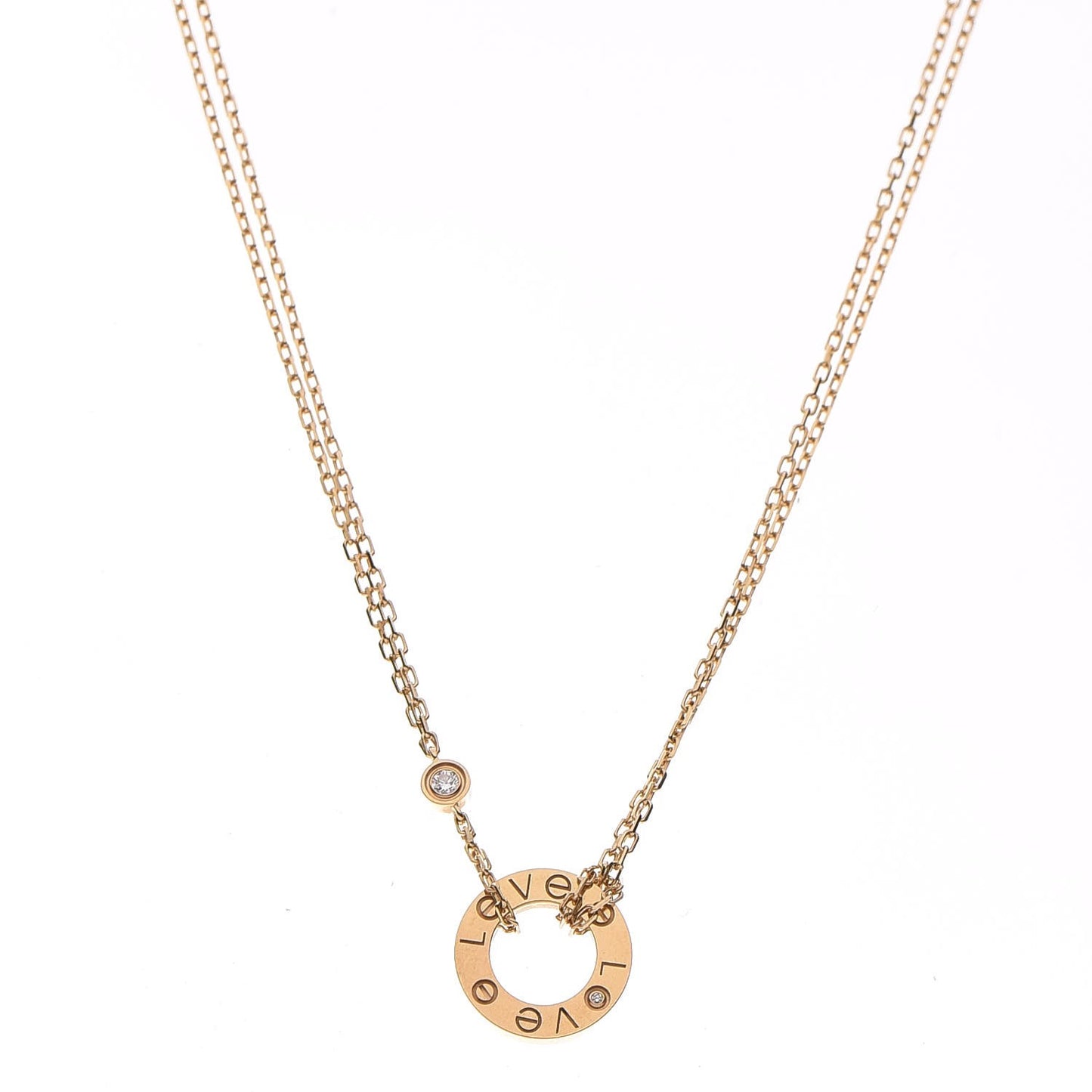 18K Yellow Gold 2 Diamond LOVE Necklace