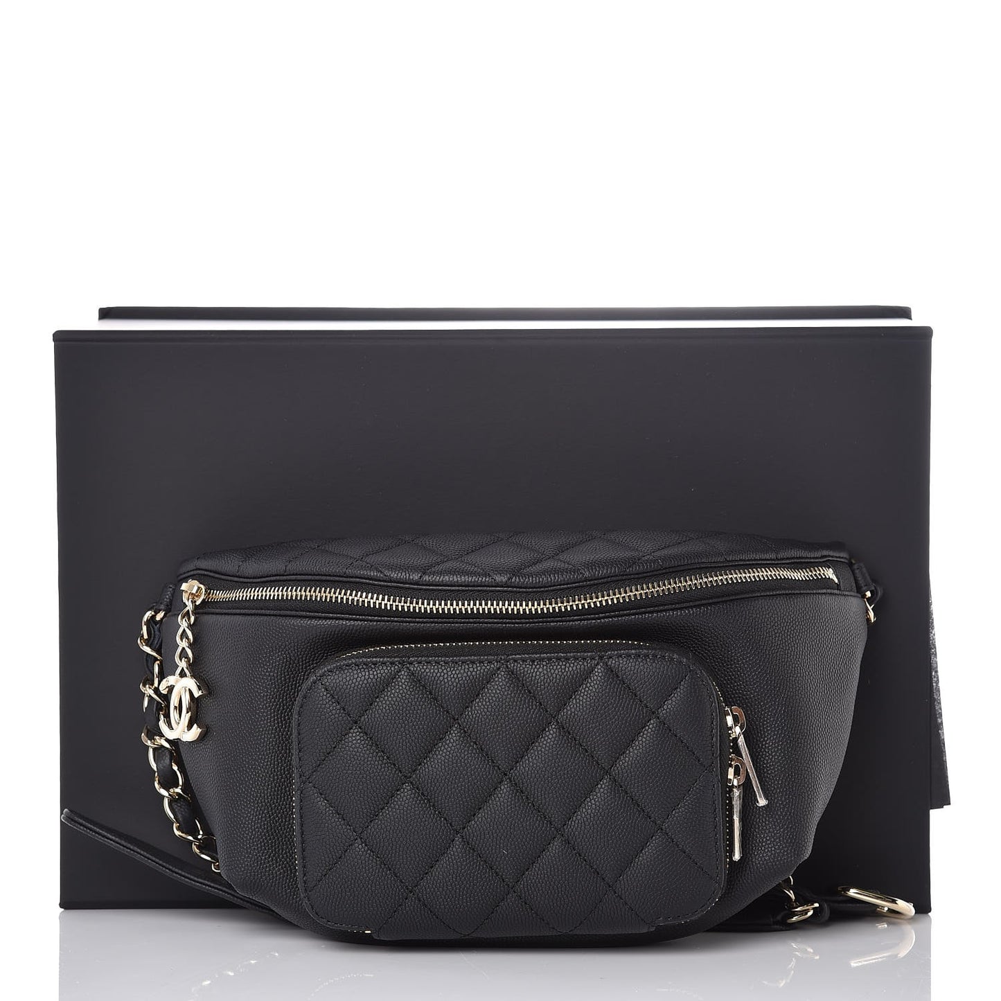 Caviar Quilted Business Affinity Waist Belt Bag Black