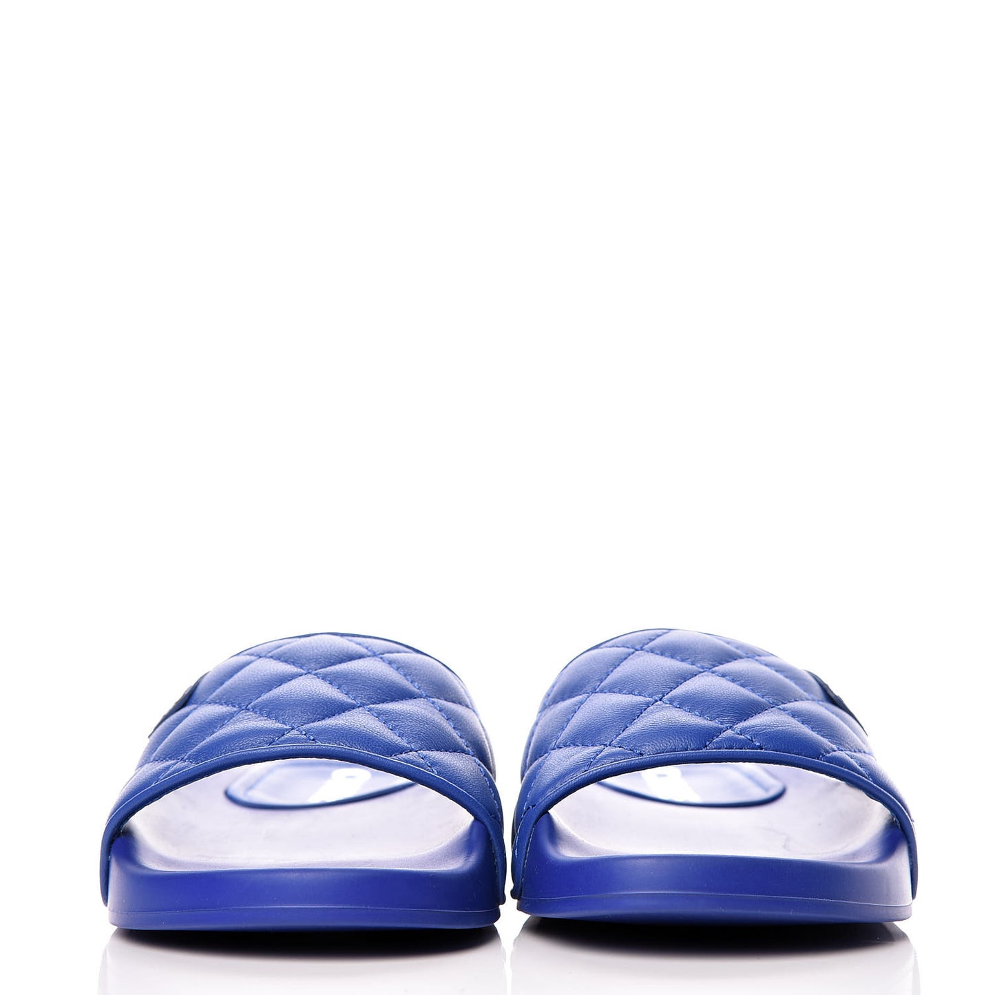 Lambskin Quilted CC Mules Sandals 36 Blue