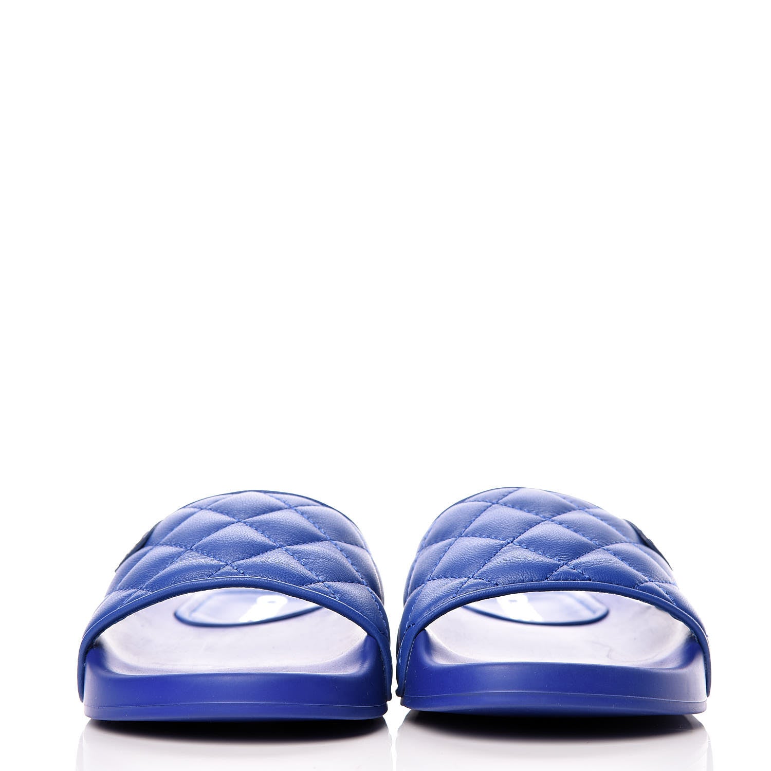 Chanel Lambskin Quilted CC Mules Sandals 36 Blue 2 of 9