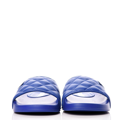 Chanel Lambskin Quilted CC Mules Sandals 36 Blue 2 of 9