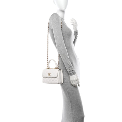 Chanel Lambskin Lacquered Quilted Mini Trendy CC Dual Handle Flap Bag White 2 of 11