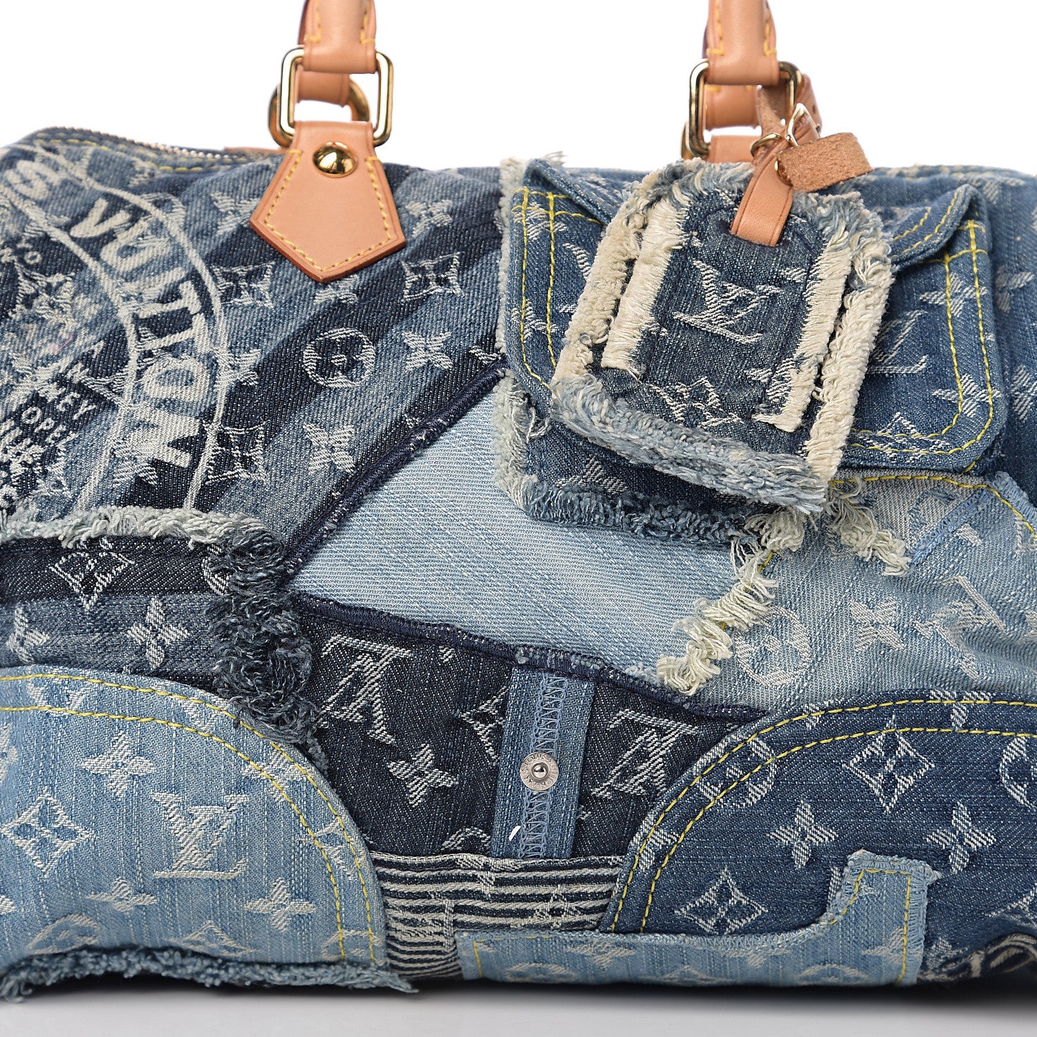 Louis Vuitton Denim Patchwork Speedy 30 Blue 6 of 8