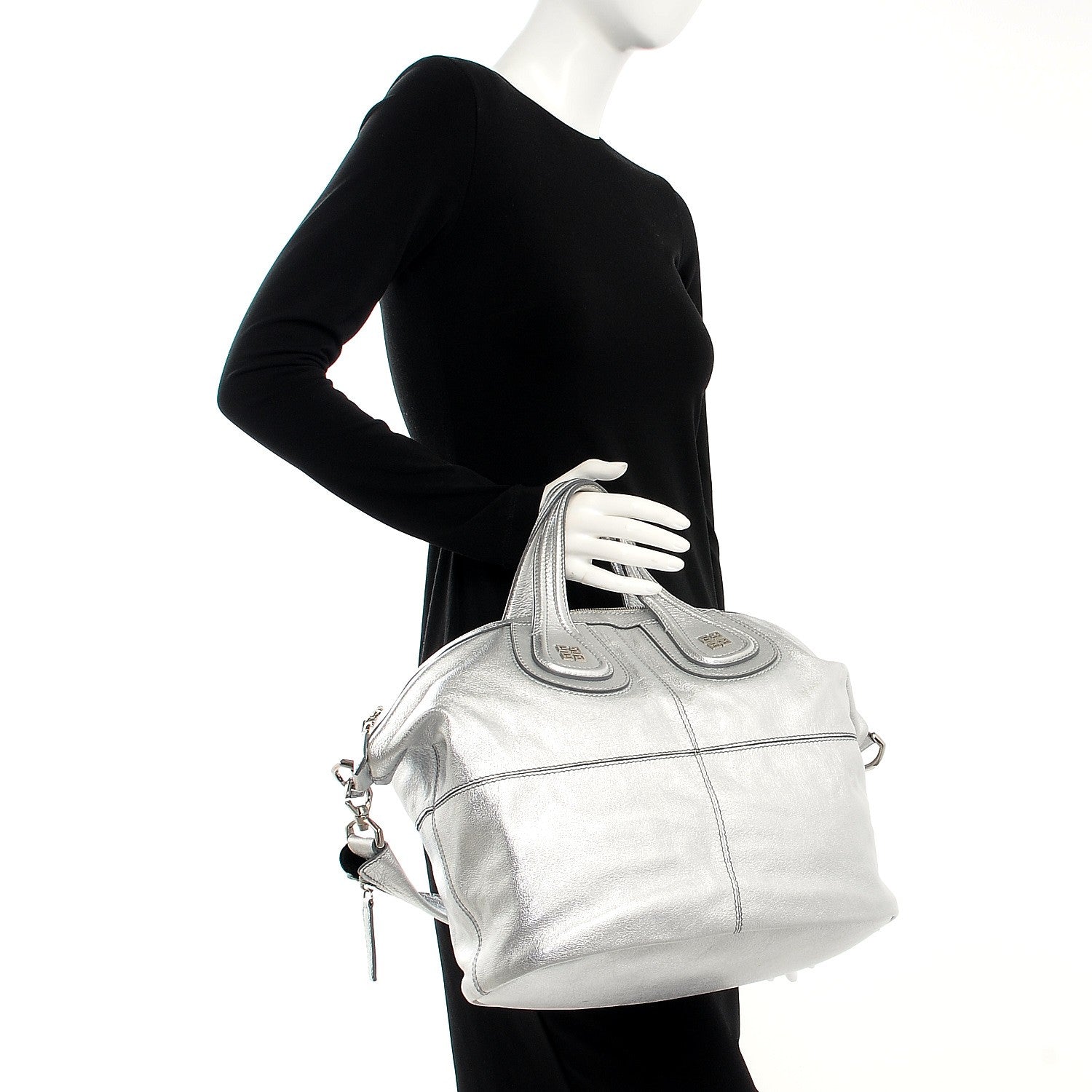 Givenchy Metallic Calfskin Medium Nightingale Silver 3 of 8