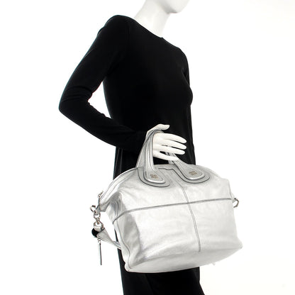 Givenchy Metallic Calfskin Medium Nightingale Silver 3 of 8
