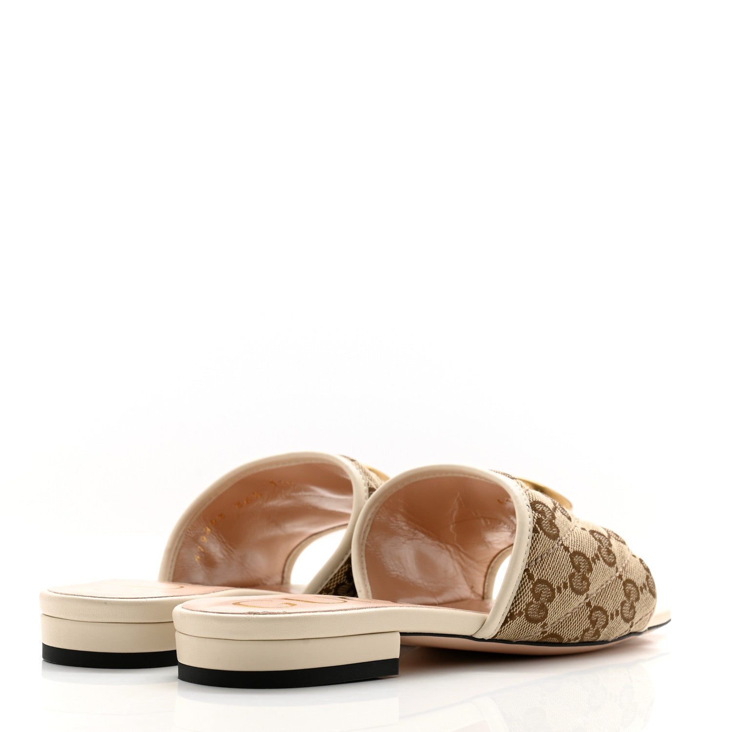 Gucci Monogram Matelasse Diagonal GG Marmont Flat Slide Sandals 36.5 Beige Ebony Mystic White 4 of 11