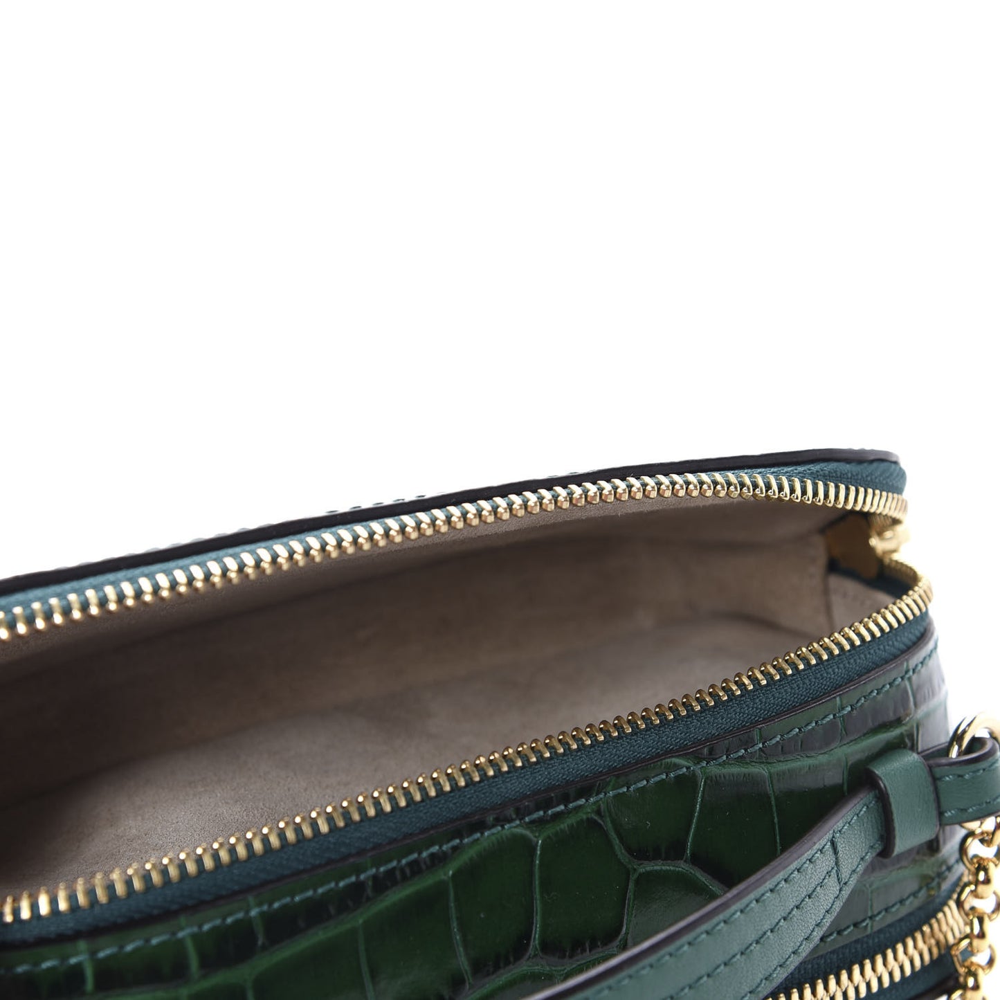 Calfskin Crocodile Embossed Mini C Vanity Bag Woodsy Green