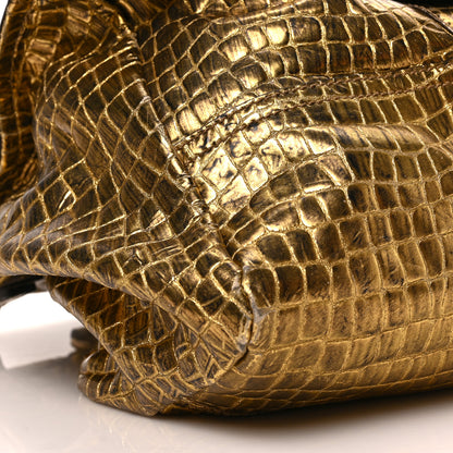Givenchy Metallic Calfskin Crocodile Embossed Medium Pandora Gold 6 of 7