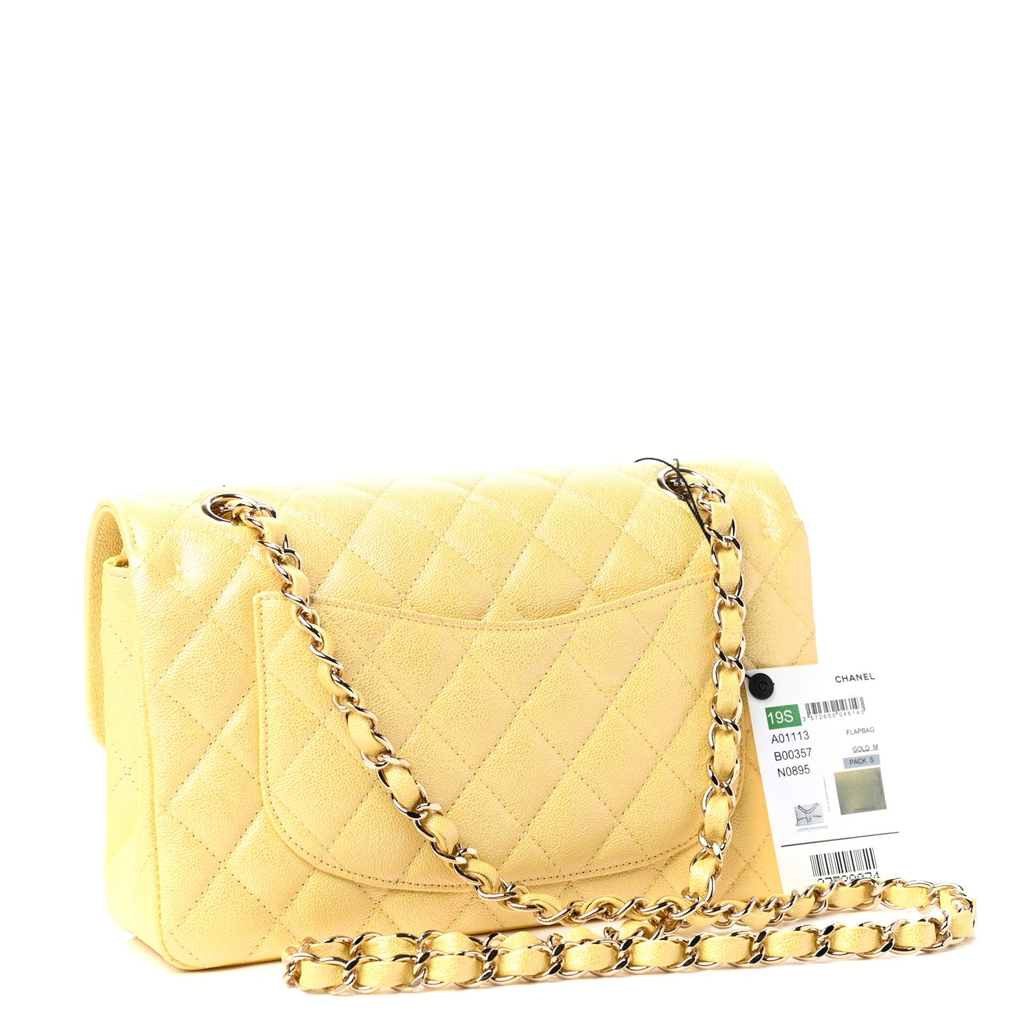 Chanel Iridescent Caviar Quilted Small Double Flap Yellow 3 of 11