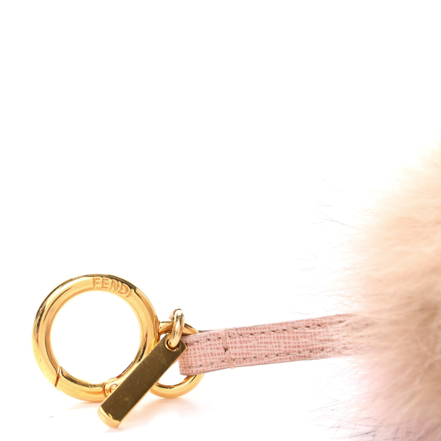 Fox Fur Vitello Elite Bi-Color Pom Pom Bag Charm Rosa Cammello Cipria