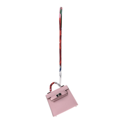 Hermes Tadelakt Mini Kelly Twilly Bag Charm Rose Sakura 1 of 11