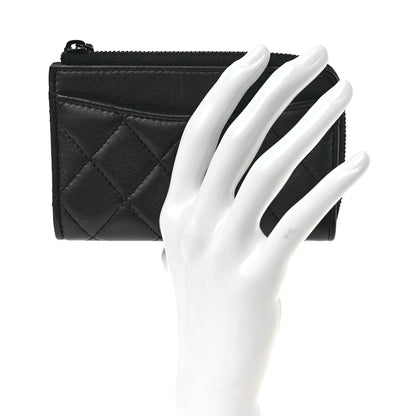 Chanel Pearly Lambskin Quilted Zip Card Holder So Black 2 of 10