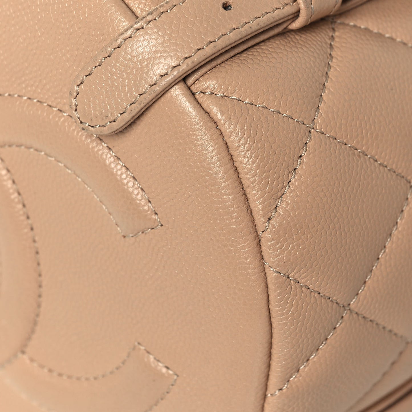 Caviar Quilted Double Pocket Backpack Beige