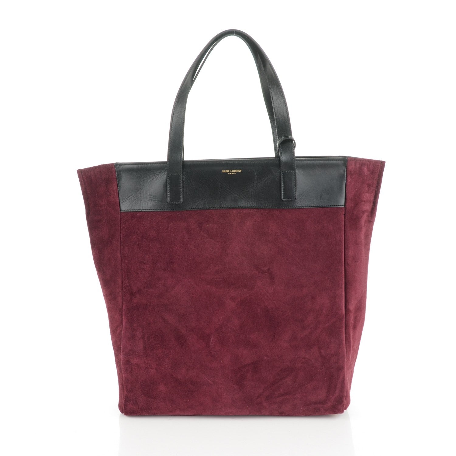 Saint Laurent Calfskin Suede North South Reversible Shopping Tote Black Amarena 3 of 9