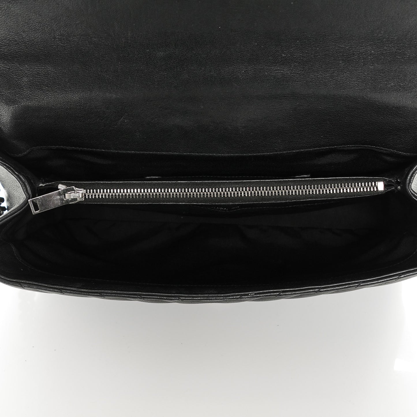 Sheepskin Matelasse Chevron Monogram Large College Satchel Black