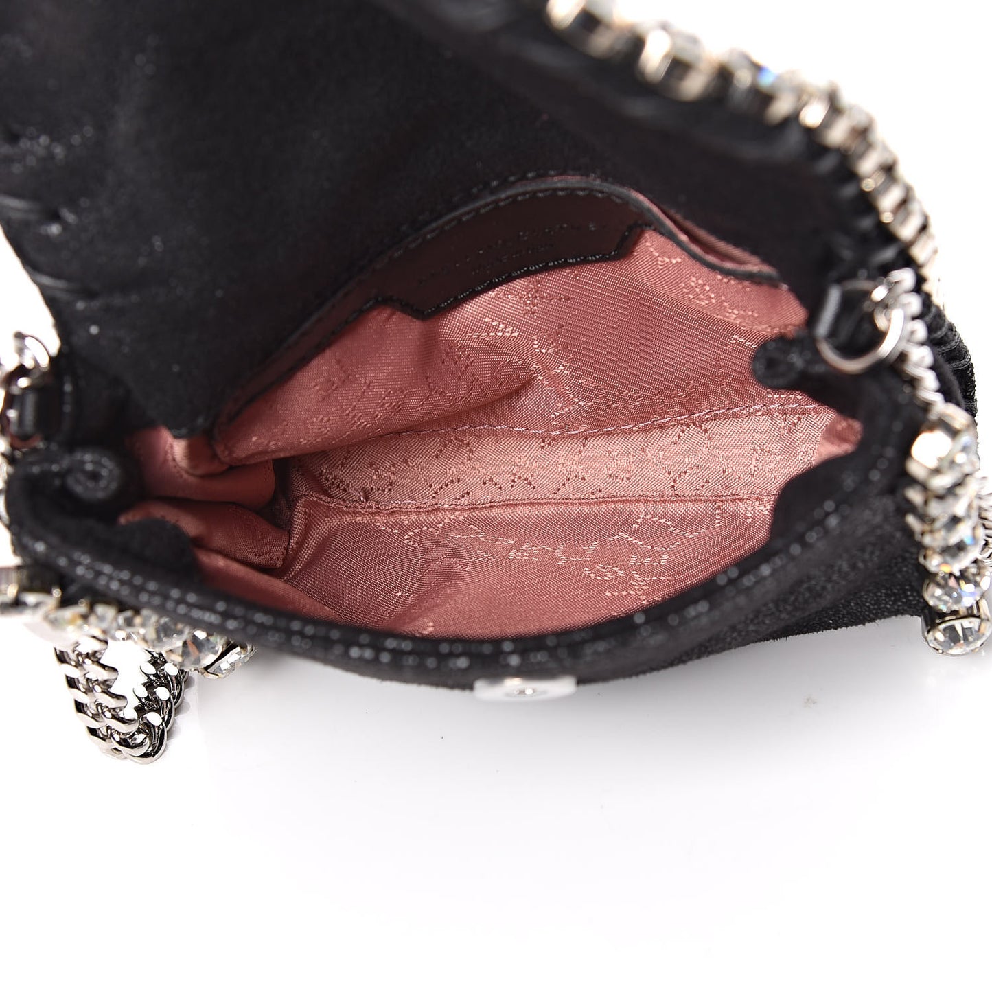 Shaggy Deer Tiny Fold Over Falabella Crystal Crossbody Black