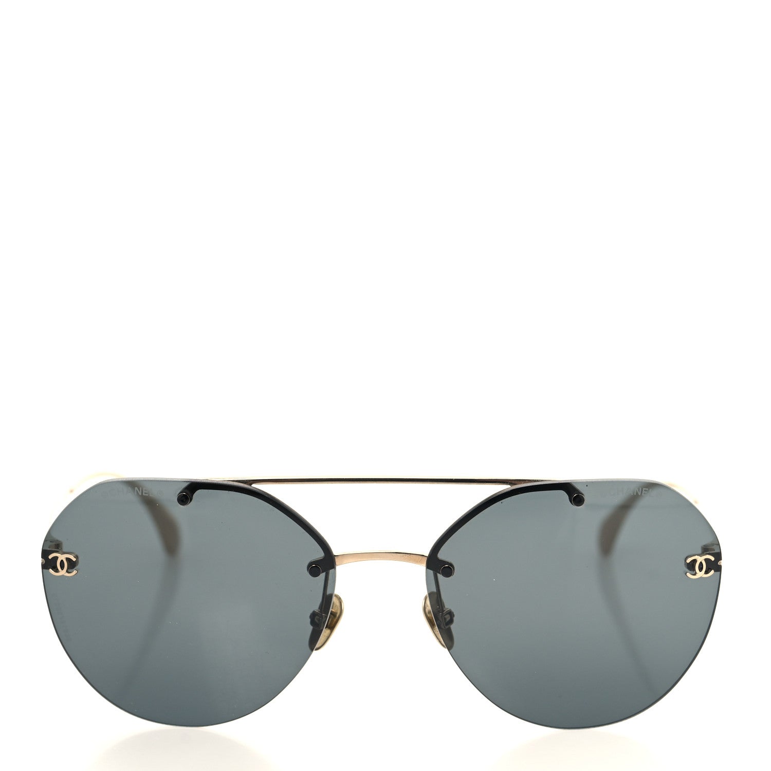 Chanel Titanium CC Pilot Aviator Sunglasses 4272-T Gold 2 of 7