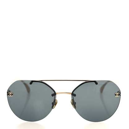 Chanel Titanium CC Pilot Aviator Sunglasses 4272-T Gold 2 of 7