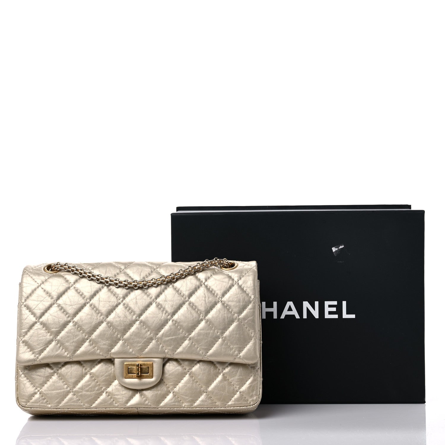 Chanel Metallic Aged Calfskin Quilted 2.55 Reissue 226 Flap Pale Gold 10 of 10