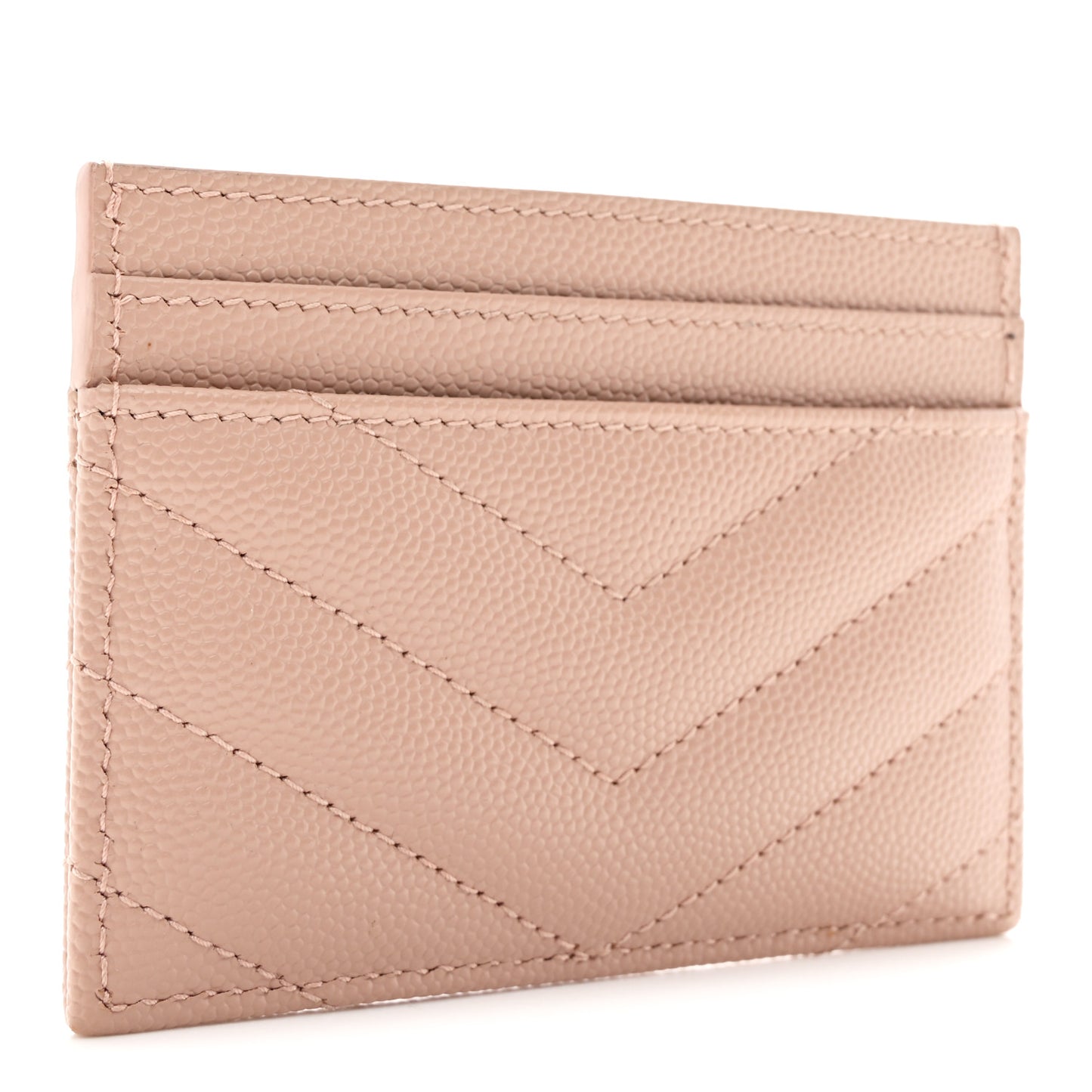 Grain De Poudre Matelasse Chevron Monogram Credit Card Case Pale Pink
