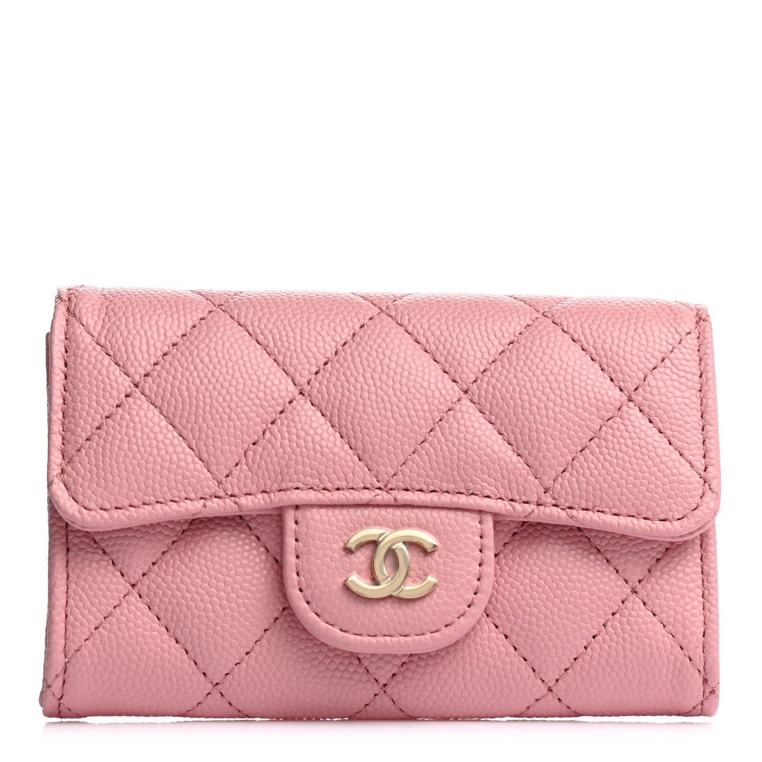 Chanel Caviar Quilted Flap Card Holder Wallet Light Pink 1 of 8