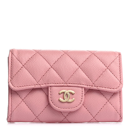 Chanel Caviar Quilted Flap Card Holder Wallet Light Pink 1 of 8