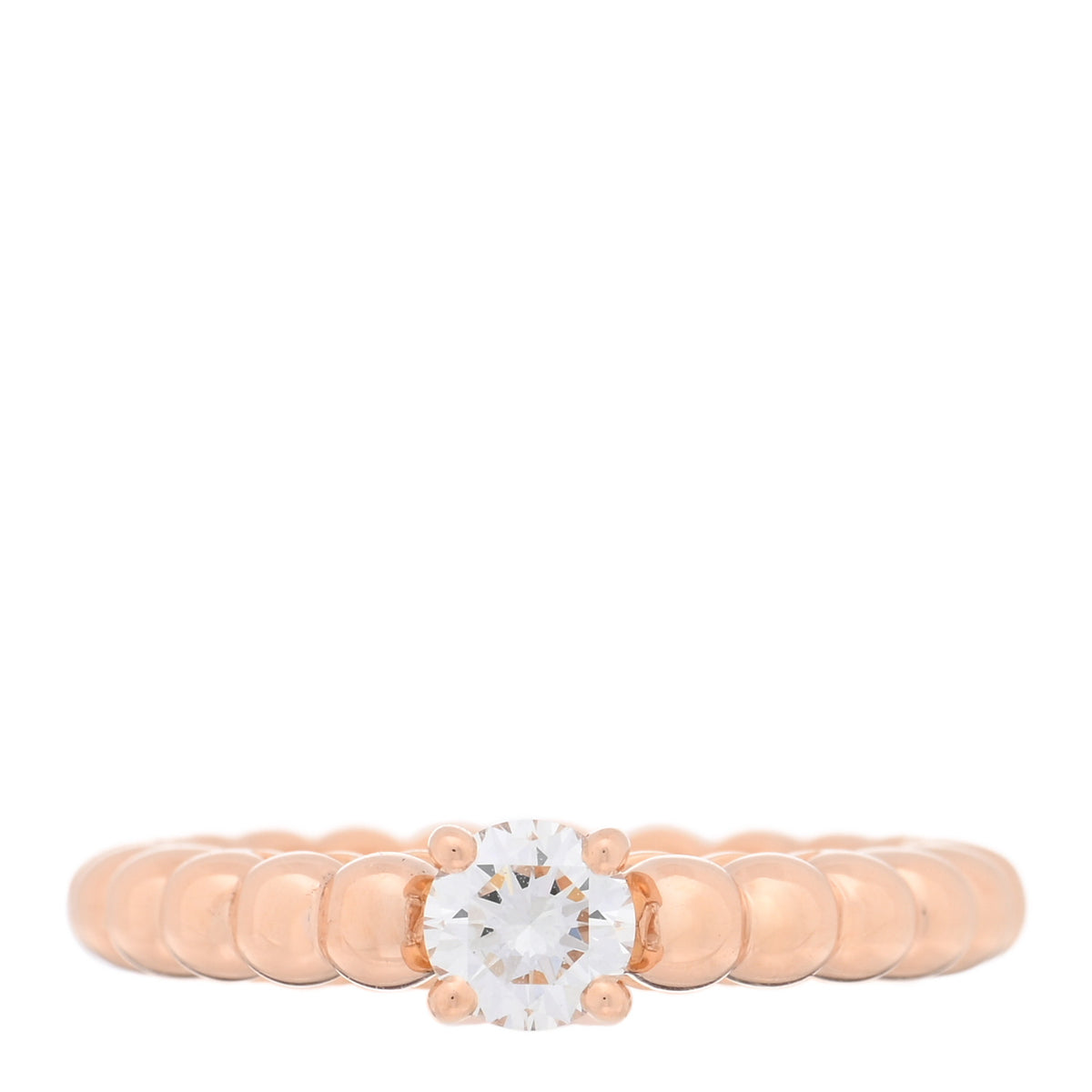 Van Cleef & Arpels 18K Rose Gold Diamond .31ct Perlee Solitaire Engagement Ring 48 4.5 1 of 5