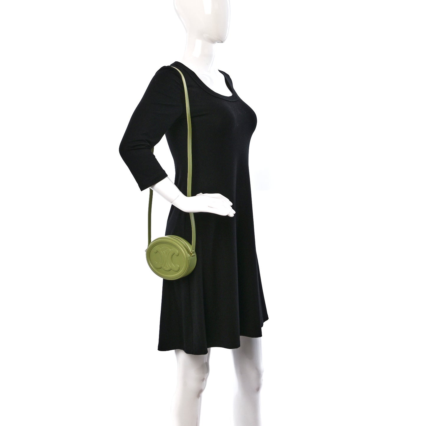 Smooth Calfskin Cuir Small Triomphe Oval Purse Crossbody Light Jade