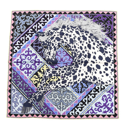 Hermes Silk Appaloosa Des Steppes Scarf 90 White Casse Marine Violet 1 of 4