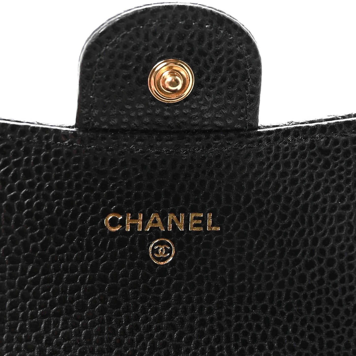Caviar Quilted Flap Card Holder Wallet Black