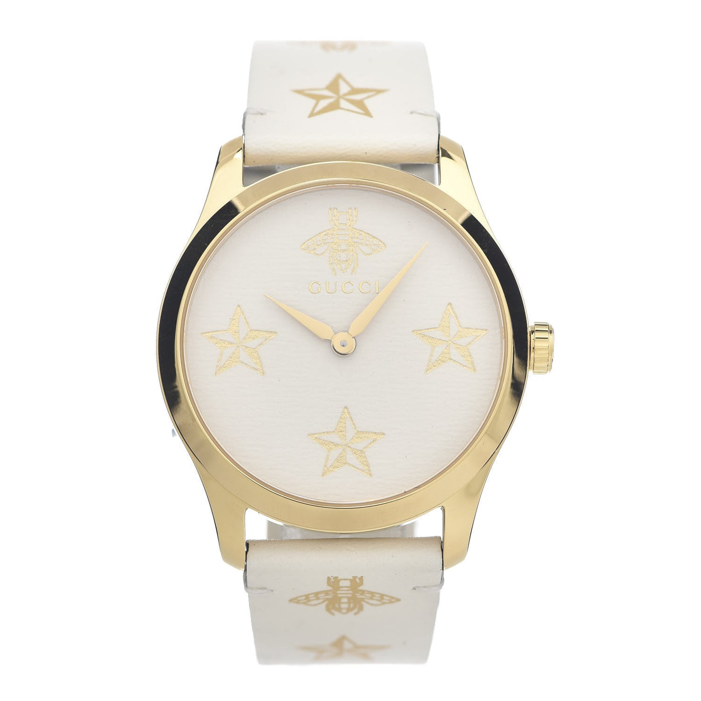 Stainless Steel Calfskin 38mm G-Timeless Bee Star Quartz Watch White