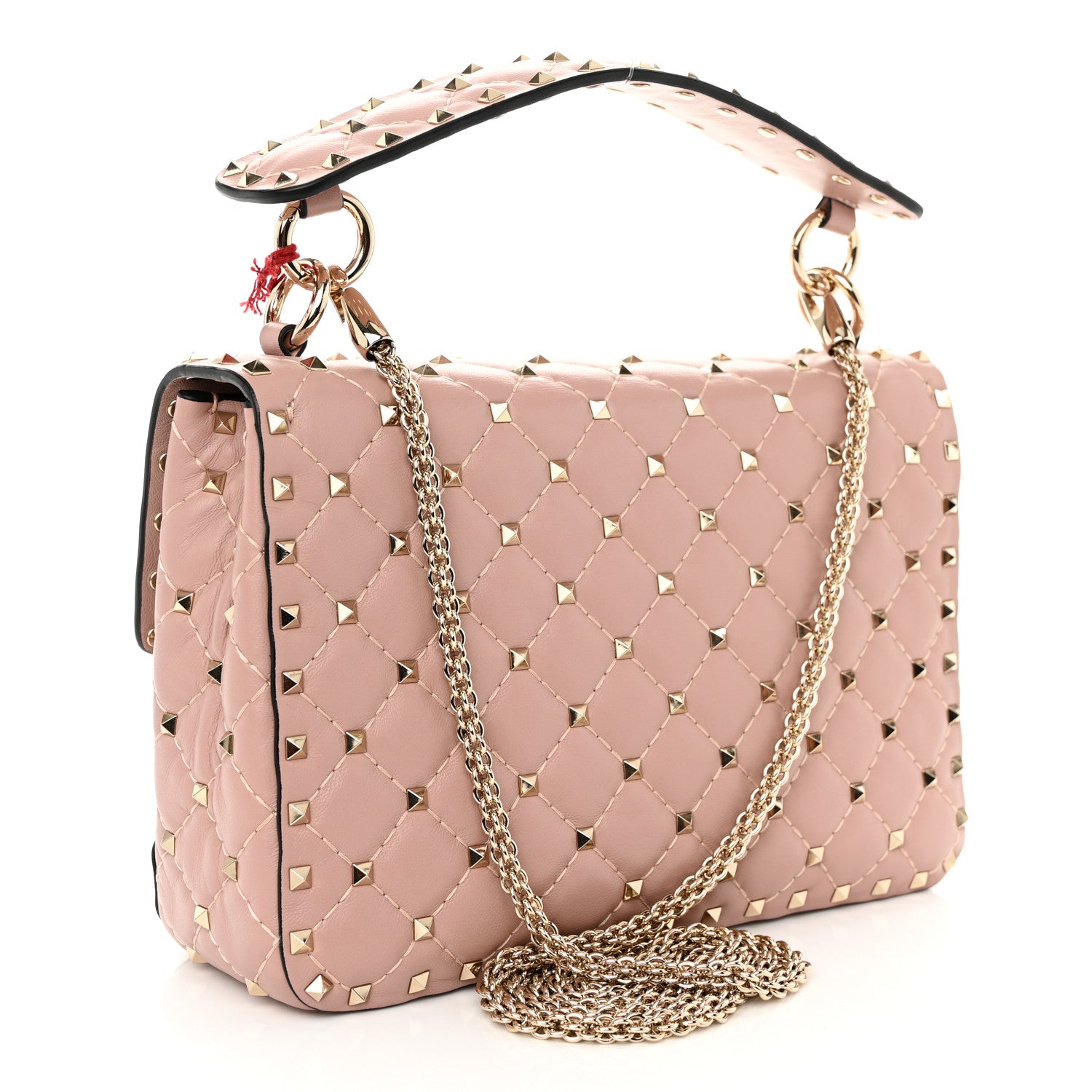 Valentino Garavani Nappa Quilted Heart Medium Rockstud Spike Shoulder Bag Poudre 3 of 9