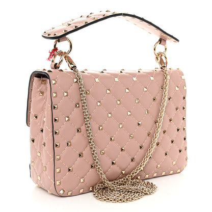 Valentino Garavani Nappa Quilted Heart Medium Rockstud Spike Shoulder Bag Poudre 3 of 9