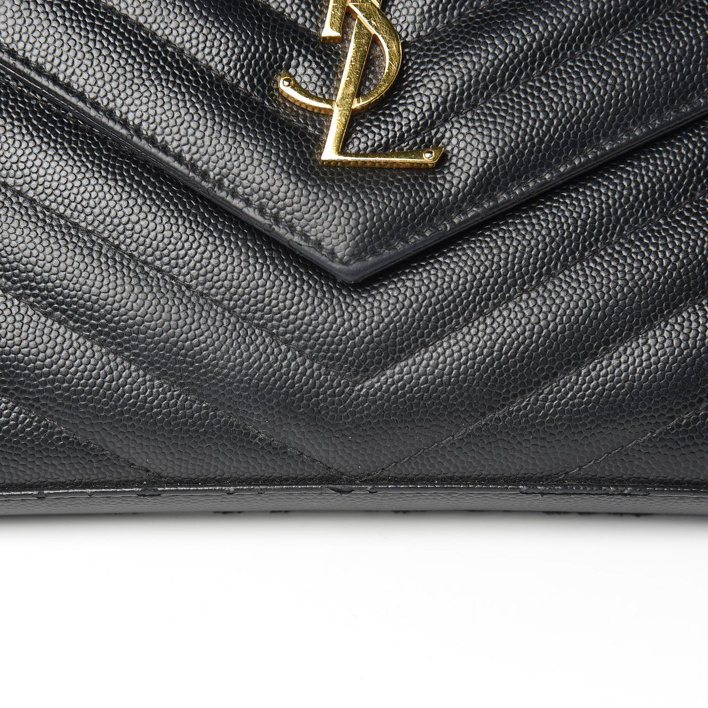 Grain De Poudre Matelasse Chevron Monogram Chain Wallet Black