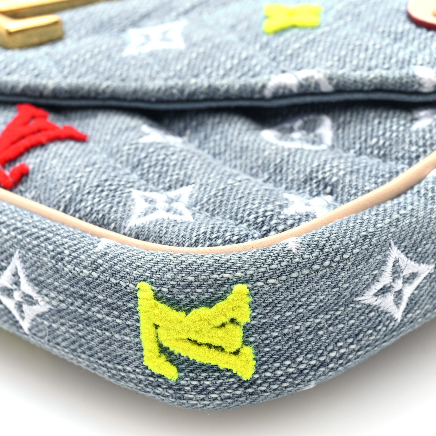 Louis Vuitton Embroidered Monogram Denim New Wave Chain Pochette Blue 9 of 9