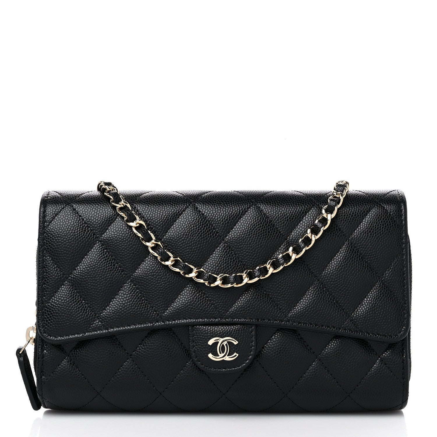 Chanel Caviar Quilted Phone Holder Wallet on Removable Chain Black 2 of 13