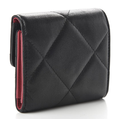 Chanel Lambskin Quilted 19 Small Flap Wallet Black 3 of 11