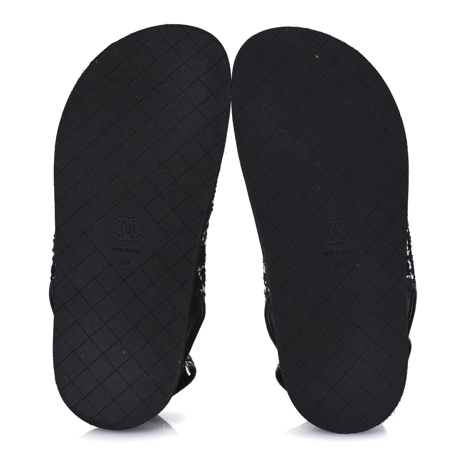 Chanel Tweed Lambskin Dad Sandals 39 Black Multicolor 6 of 9