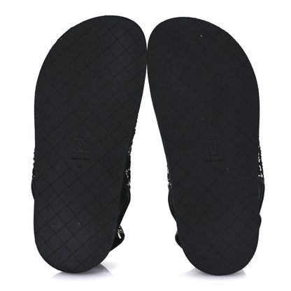 Chanel Tweed Lambskin Dad Sandals 39 Black Multicolor 6 of 9